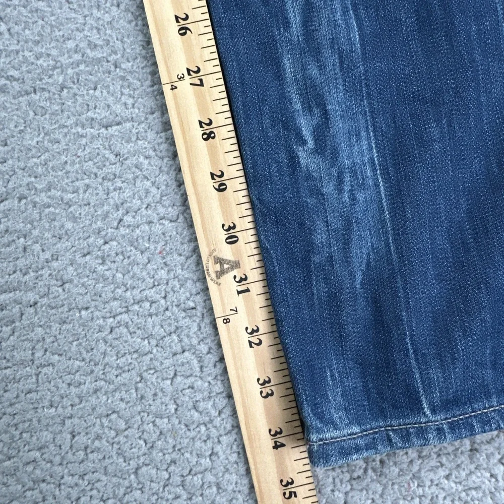 True Religion Geno Relaxed Slim Jeans Men 34 Blue Stretch Whisker Fade USA Made